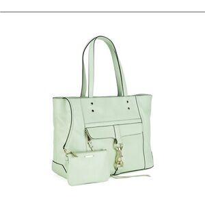 New with Tags Rebecca Minkoff Leather Bowery Tote Aloe Green with Gold Hardware